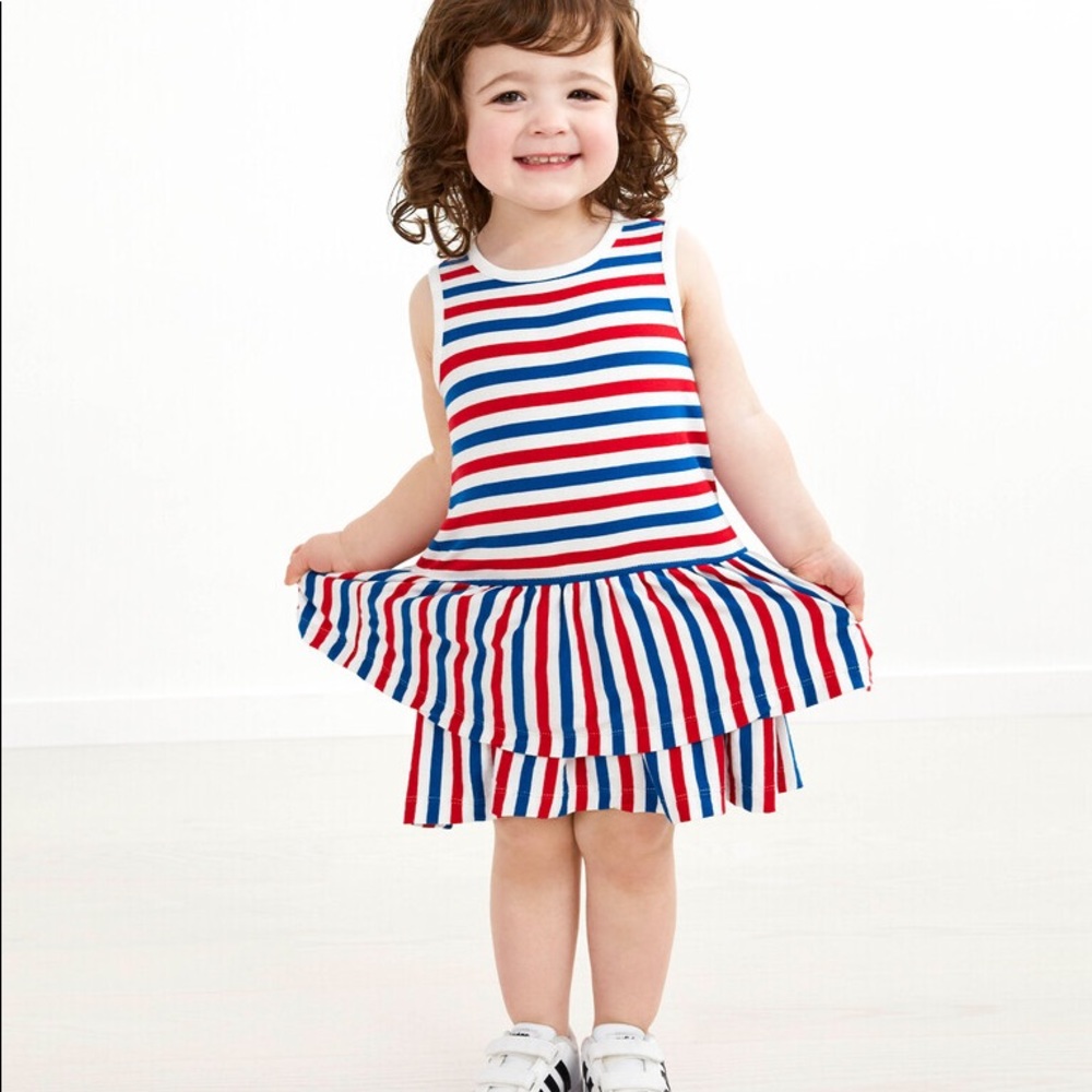 HANNAH ANDERSSON 4th of July Striped Ruffle Dress